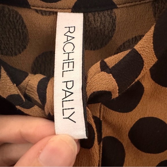 Rachel Pally Rayon Dana Dress Polka Dot Tan Black Size Medium - Picture 11 of 13